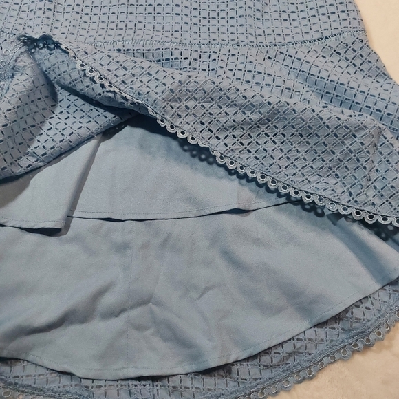 Chelsea 28 Light Blue Eyelet Peter Pan Collar Dress Size Medium - Picture 5 of 8